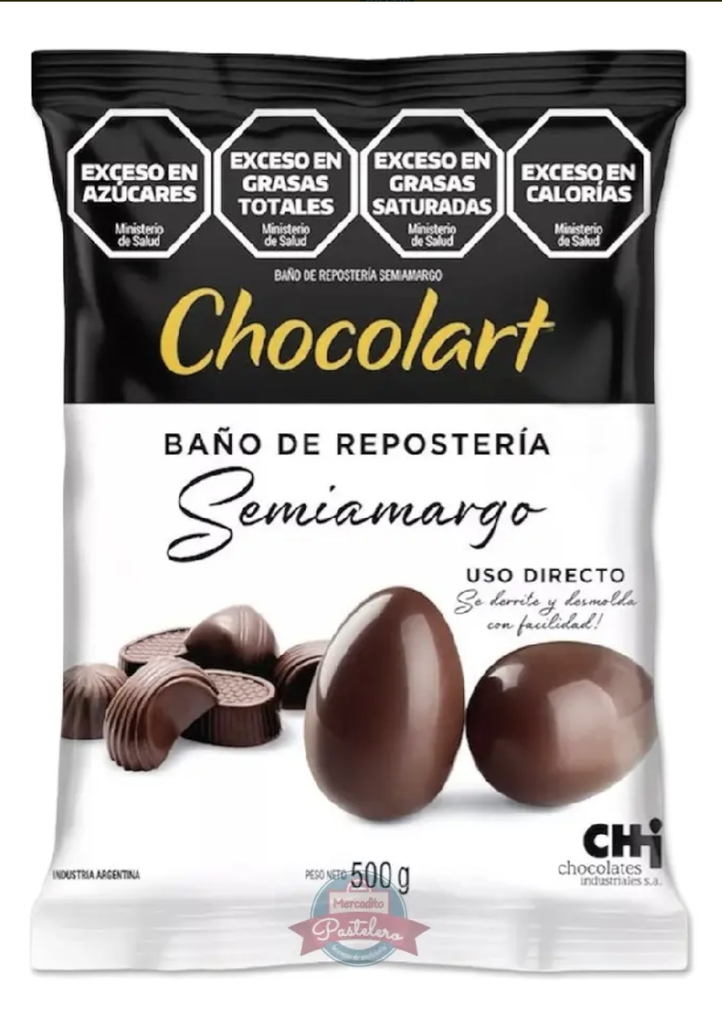 Baño de reposteria semiamargo Chocolart 500gr