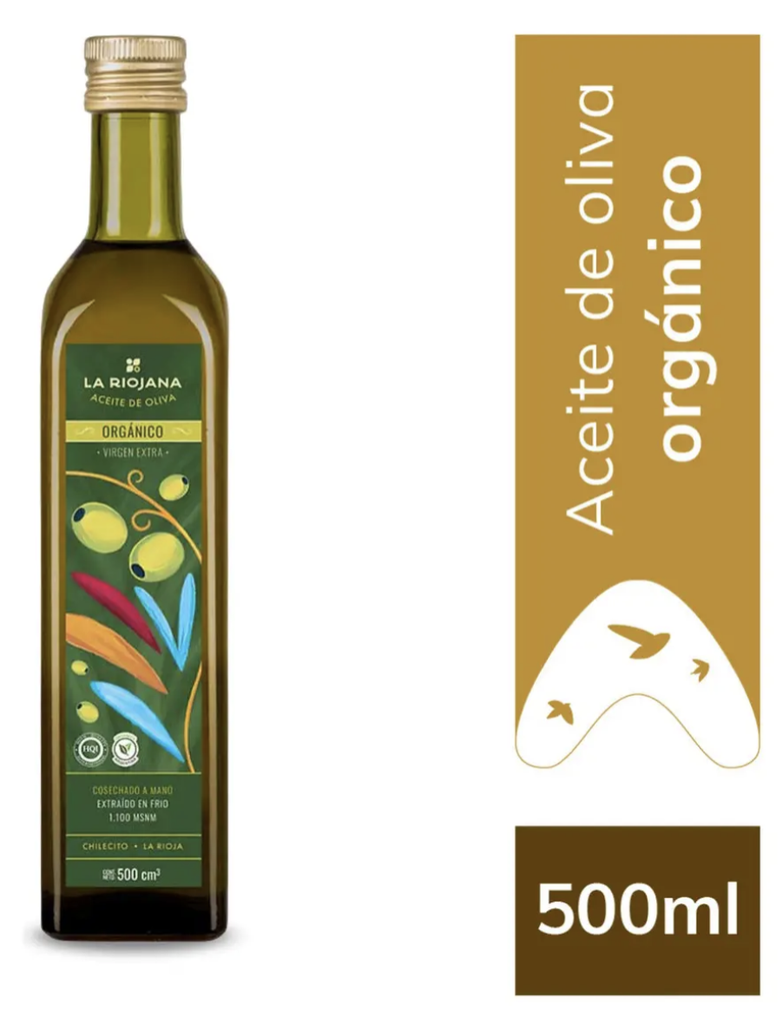 Aceite de oliva La Riojana Organico Extra Virgen 500CC
