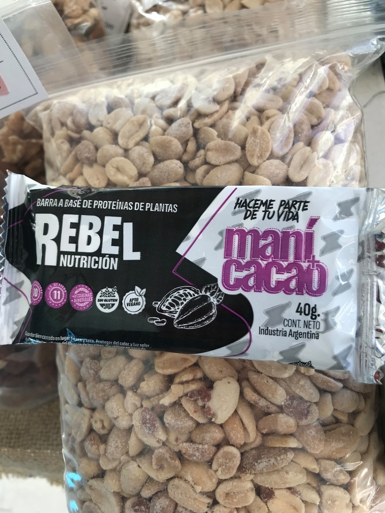 REBEL - Barra proteica natural MANÍ Y CACAO
