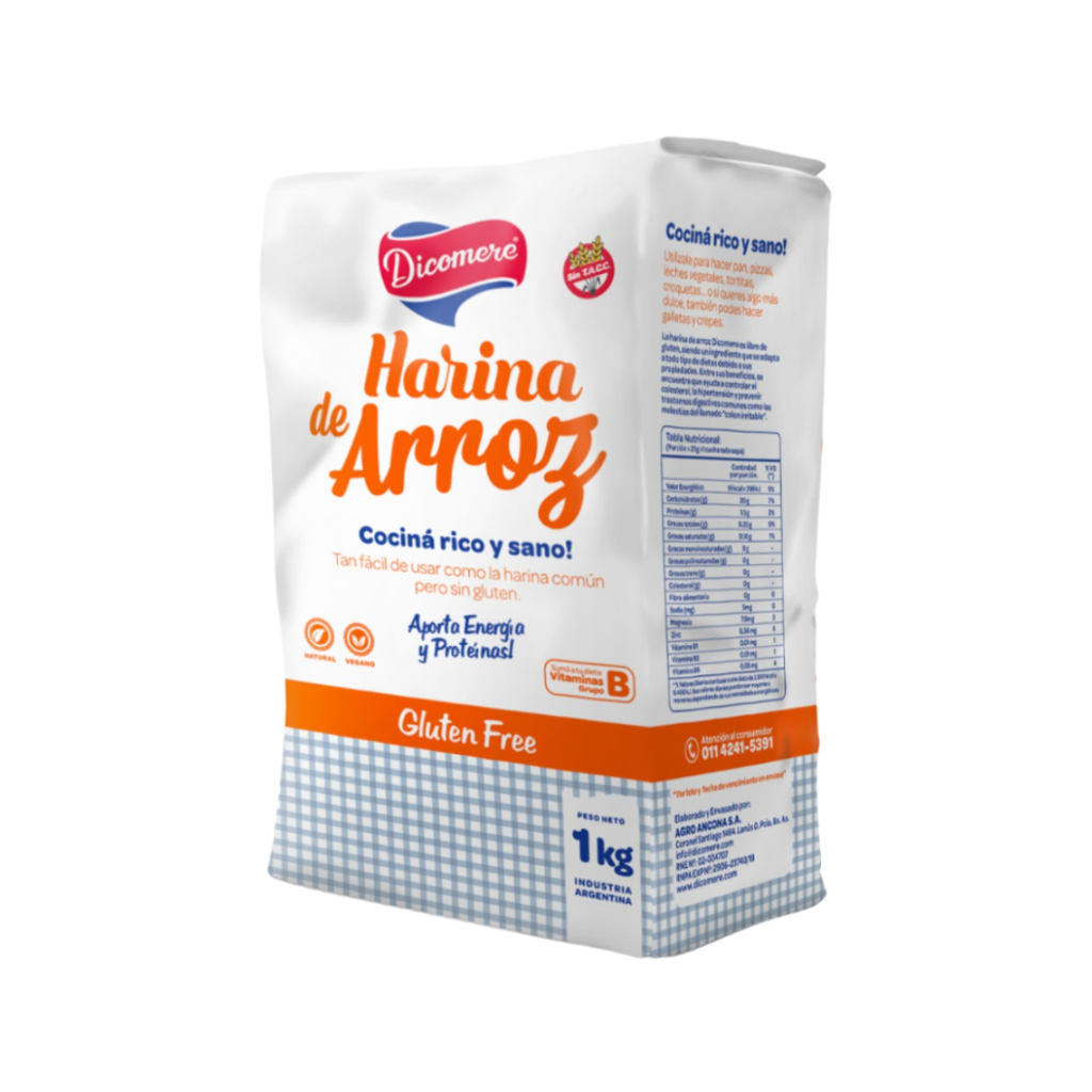DICOMERE - Harina de arroz blanco SIN TACC x 1kg