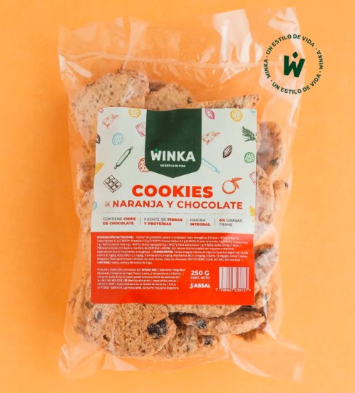 WINKA - 200 g COOKIES INTEGRALES DE NARANJA Y CHIPS DE CHOCOLATE