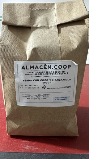 Yerba con coco y manzanilla 500grs