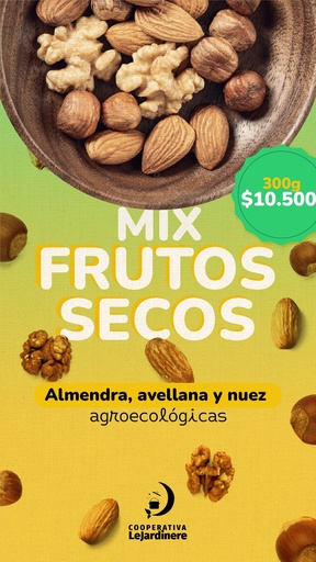 Mix Premium sólo frutos secos Agroecológicos 300 grs (Nuez, Almendra, Avellanas)
